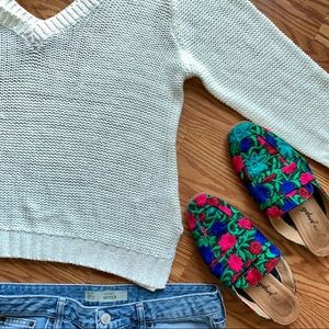 Slouchy Knit V Neck Sweater